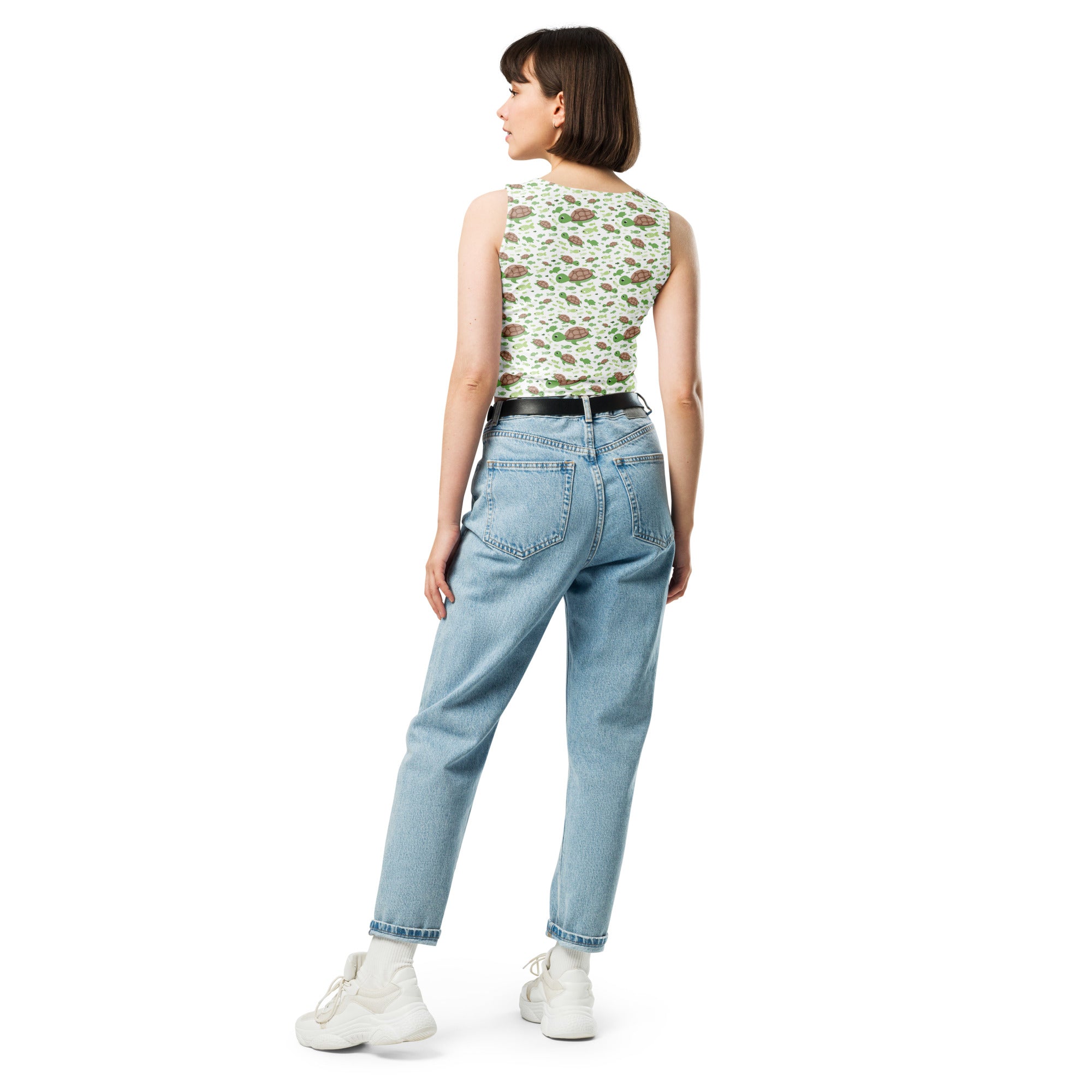 Women's Green Sea Turtles Buttery Soft Crop Top- Quick-Drying UPF 50+ Stretch Top
