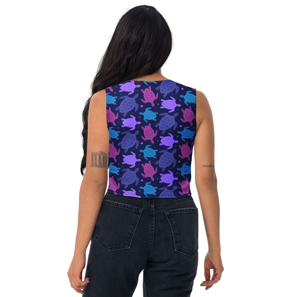 Women's Purple Sea Turtle Buttery Soft Crop Top- Quick-Drying UPF 50+ Stretch Top