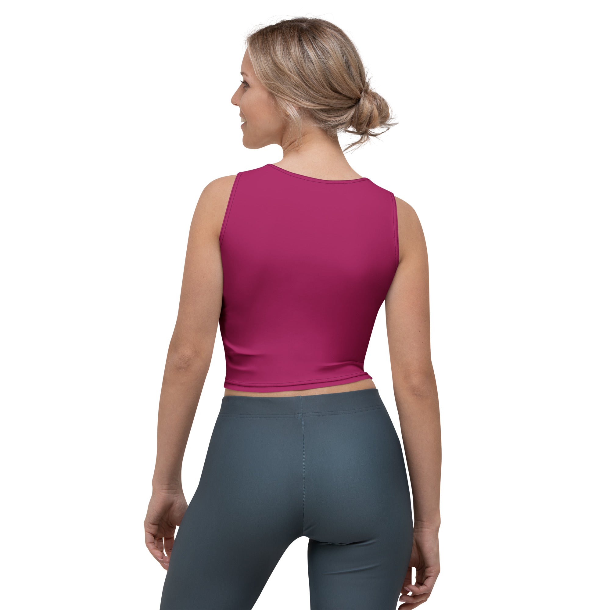 Women's Berry Red Buttery Soft Crop Top- Quick-Drying UPF 50+ Stretch Top