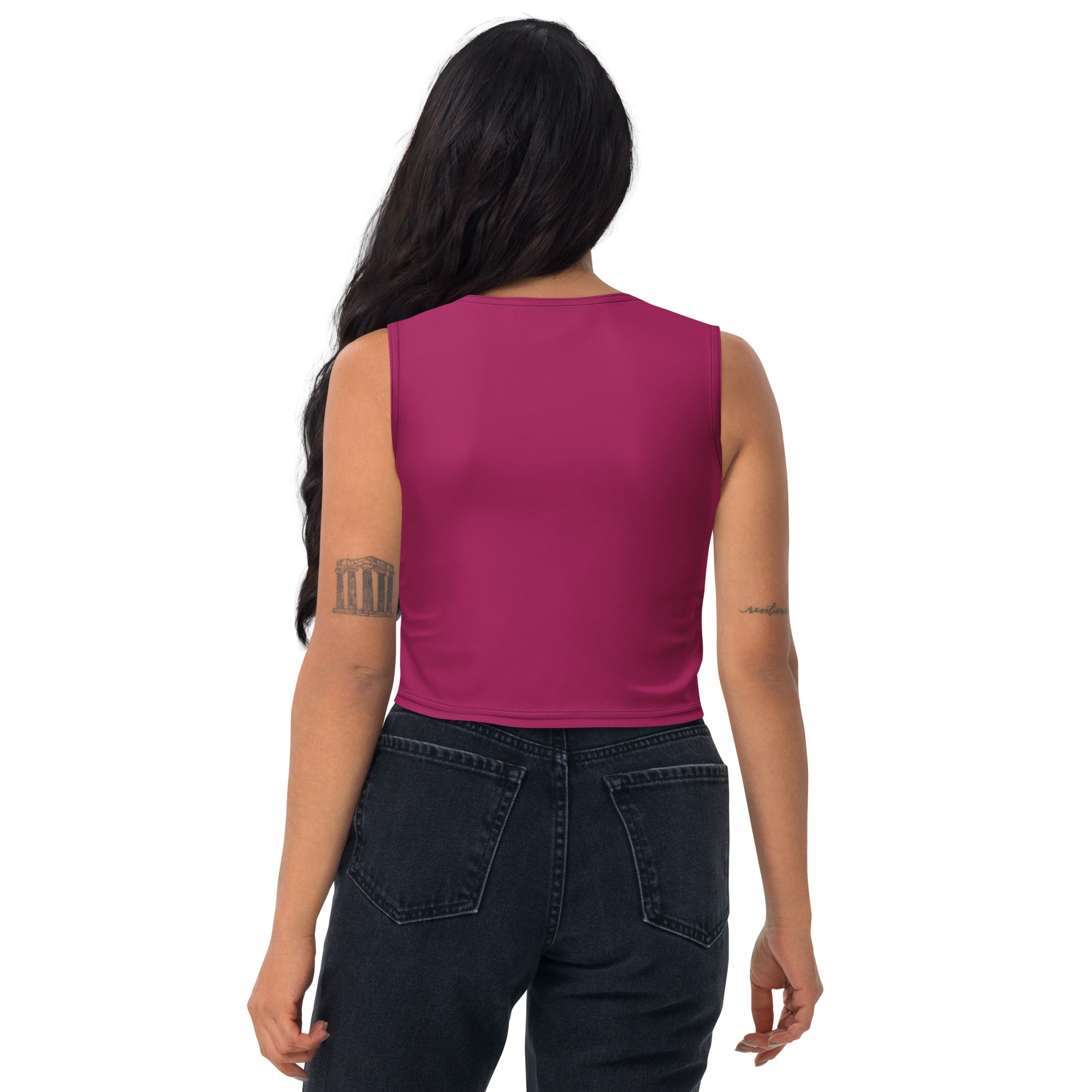 Women's Berry Red Buttery Soft Crop Top- Quick-Drying UPF 50+ Stretch Top