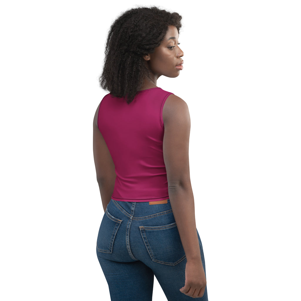 Women's Berry Red Buttery Soft Crop Top- Quick-Drying UPF 50+ Stretch Top