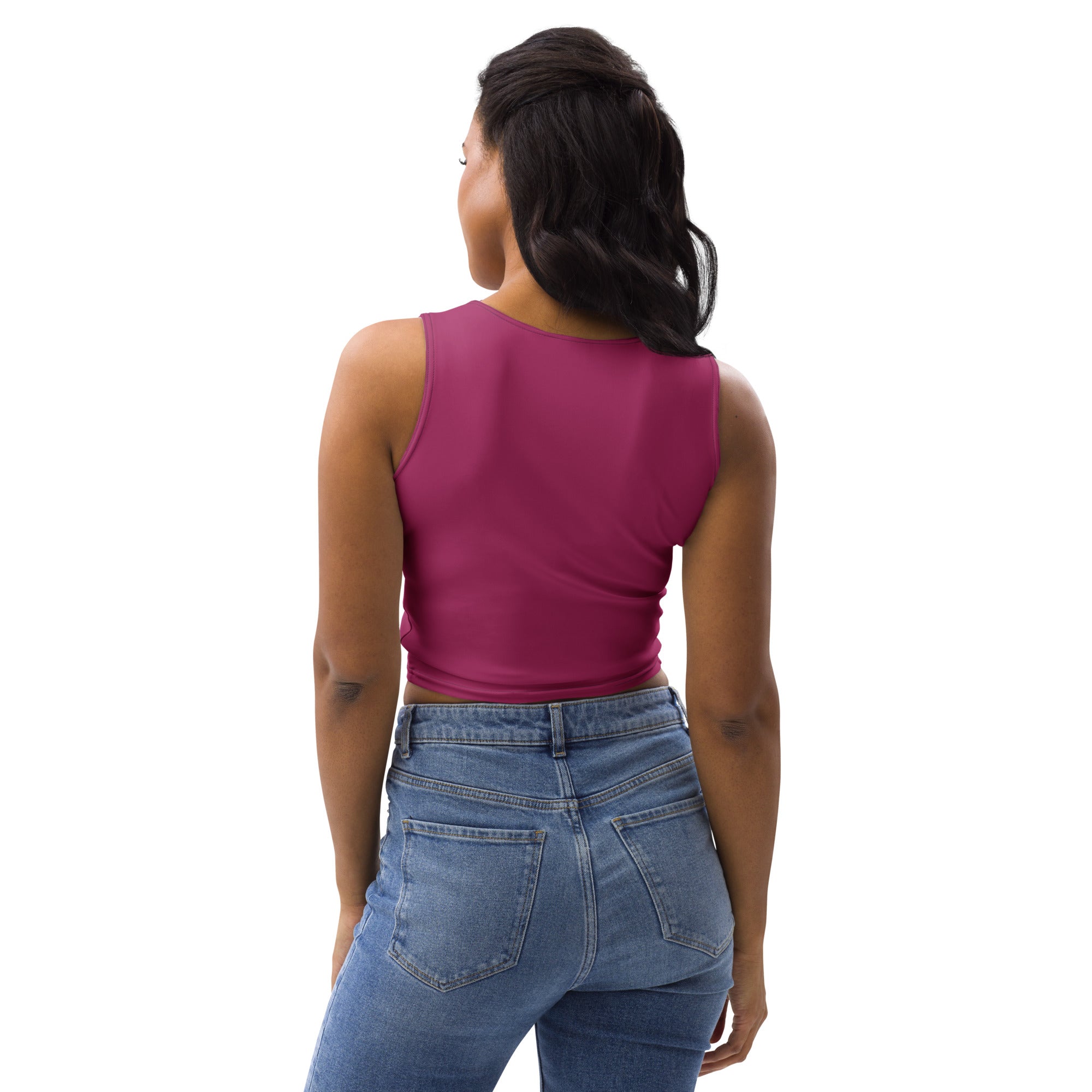 Women's Berry Red Buttery Soft Crop Top- Quick-Drying UPF 50+ Stretch Top