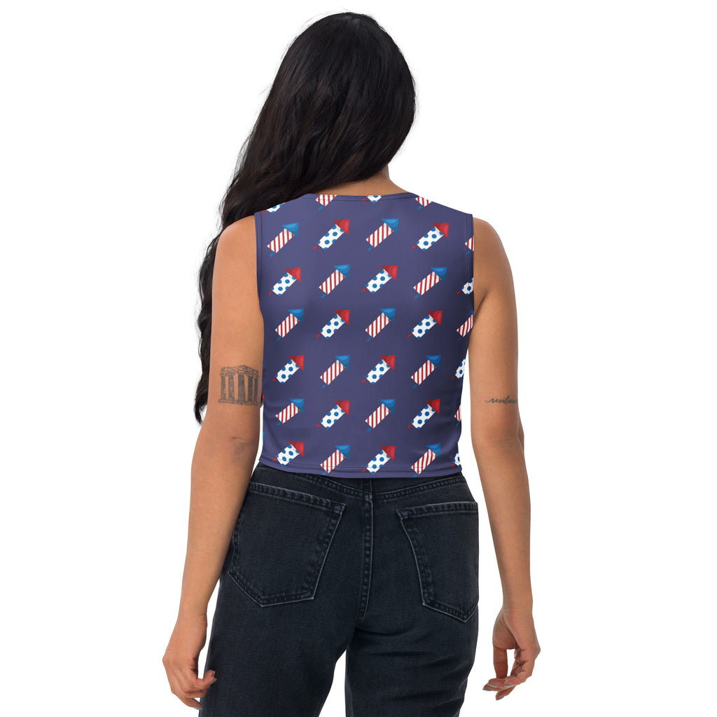 Women's Firework Rockets 4th of July Buttery Soft Crop Top- Quick-Drying UPF 50+ Stretch Top