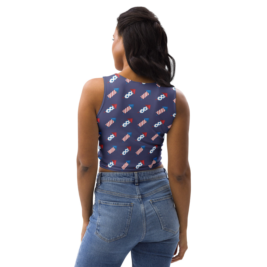 Women's Firework Rockets 4th of July Buttery Soft Crop Top- Quick-Drying UPF 50+ Stretch Top