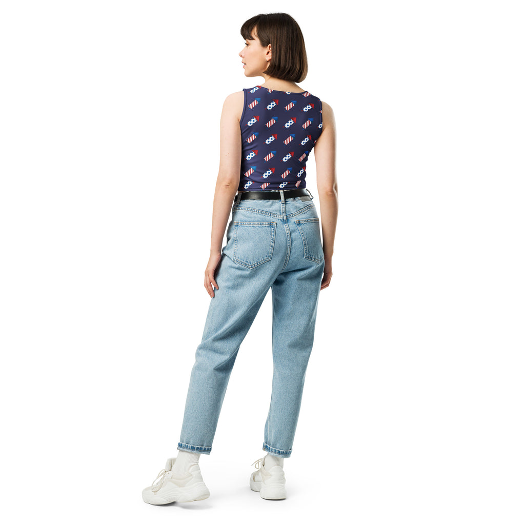 Women's Firework Rockets 4th of July Buttery Soft Crop Top- Quick-Drying UPF 50+ Stretch Top