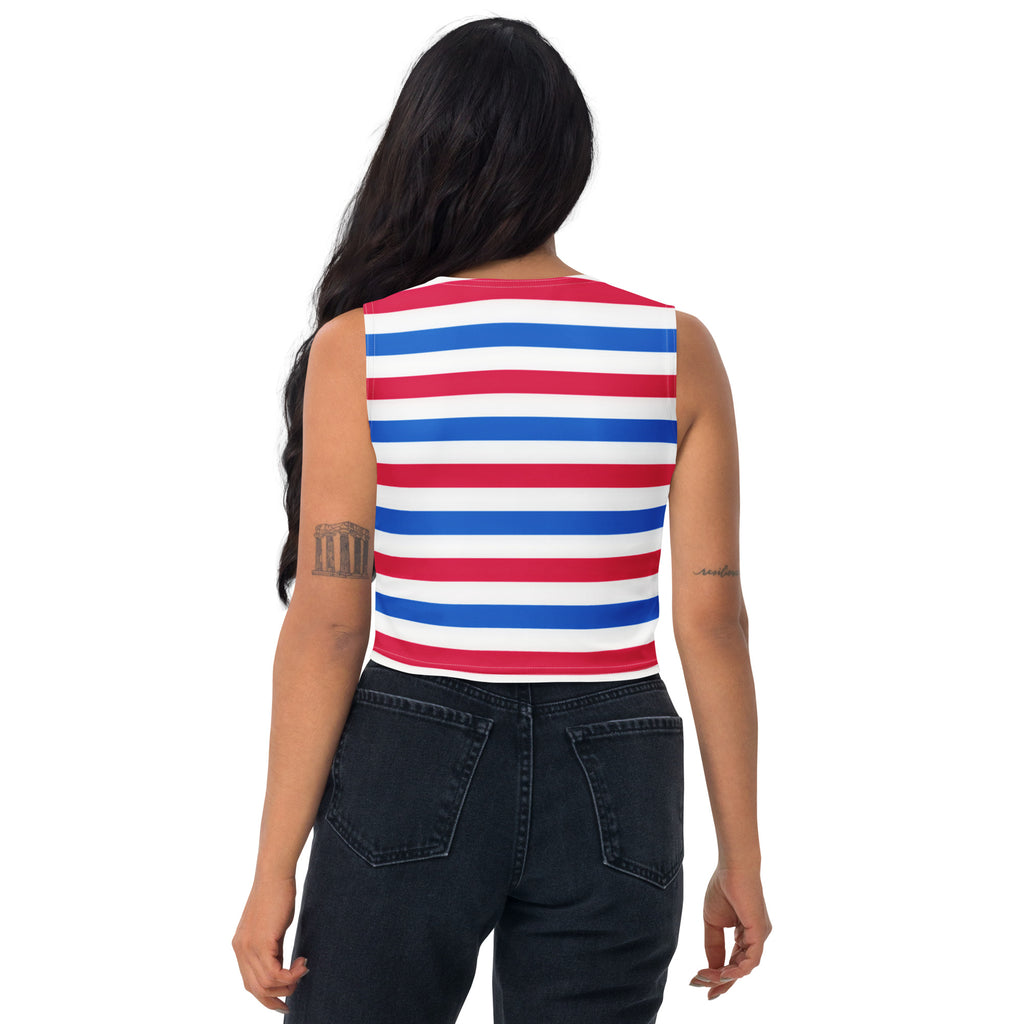 Women's Striped 4th of July Buttery Soft Crop Top- Quick-Drying UPF 50+ Stretch Top