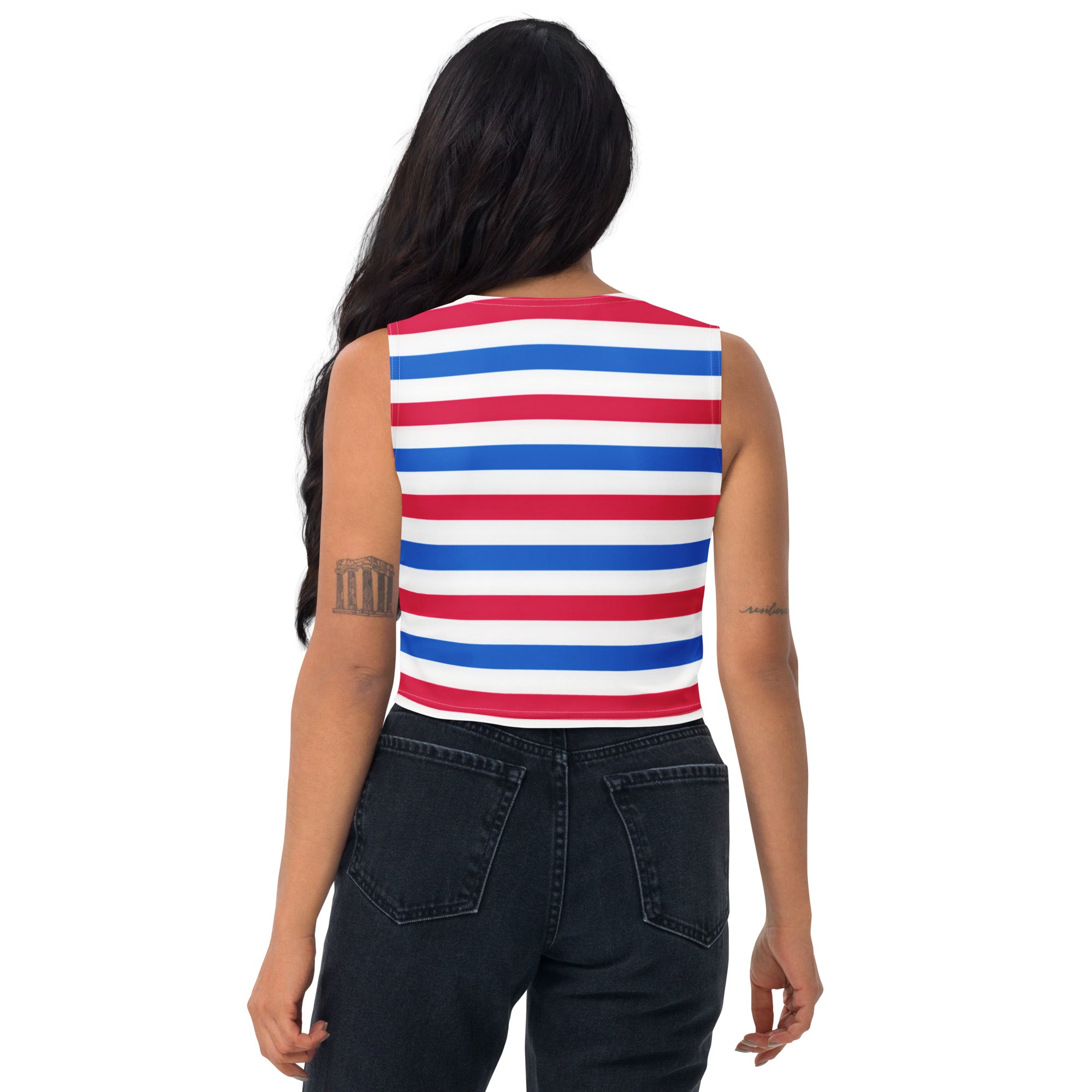 Women's Striped 4th of July Buttery Soft Crop Top- Quick-Drying UPF 50+ Stretch Top