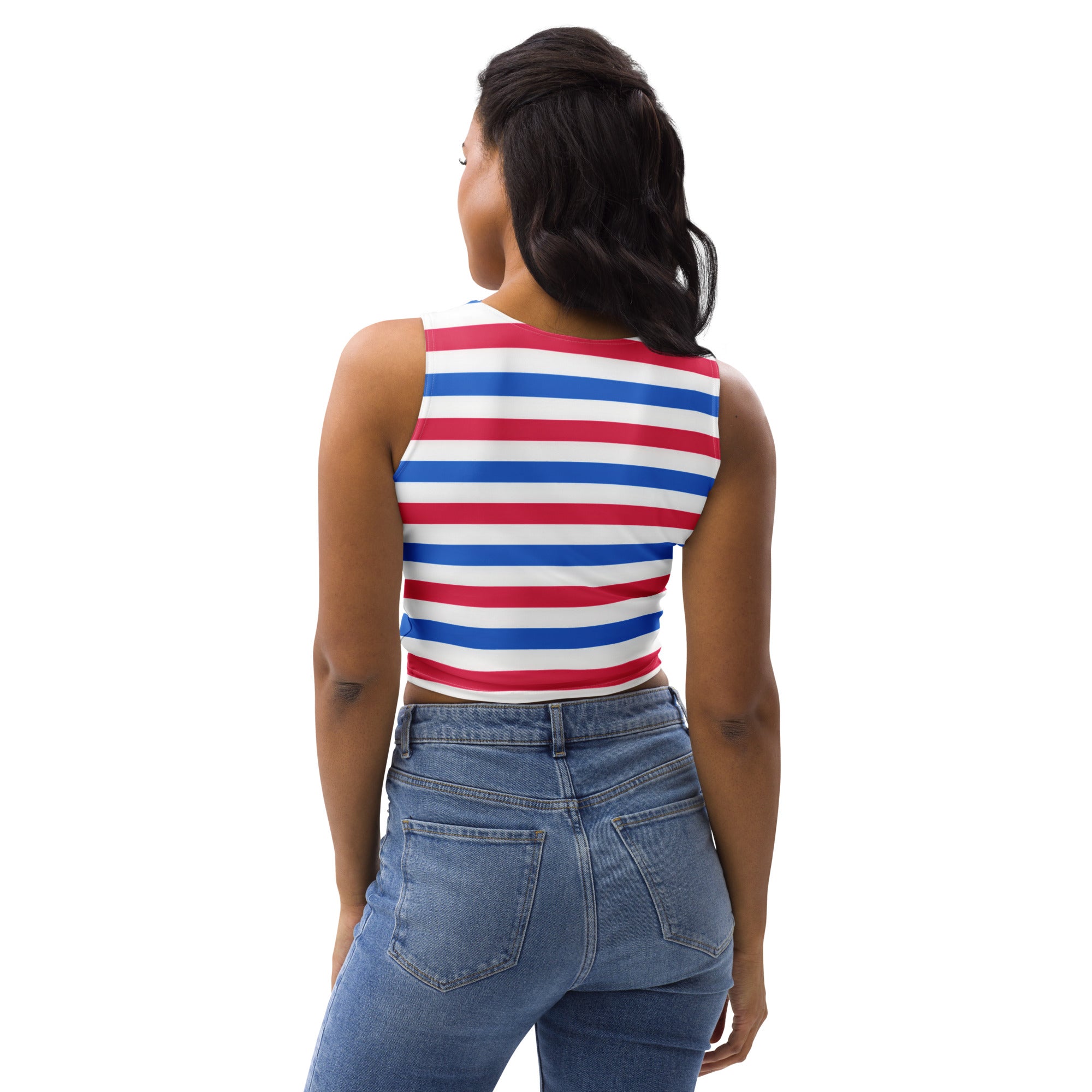Women's Striped 4th of July Buttery Soft Crop Top- Quick-Drying UPF 50+ Stretch Top