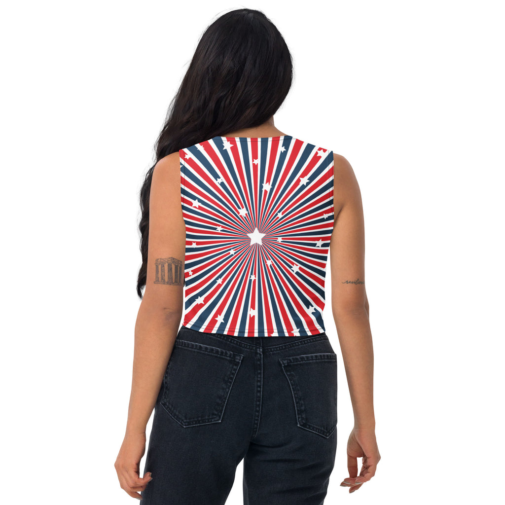 Women's Patriotic Starburst Buttery Soft Crop Top- Quick-Drying UPF 50+ Stretch Top