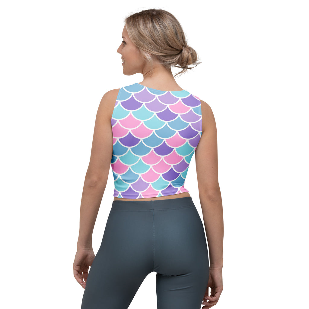 Women's Mermaid Scale Buttery Soft Crop Top- Quick-Drying UPF 50+ Stretch Top