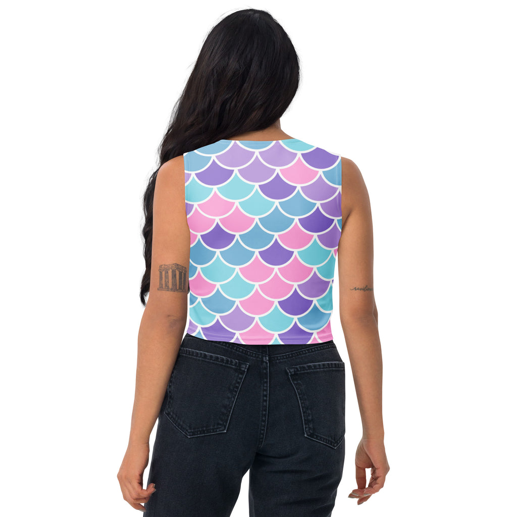 Women's Mermaid Scale Buttery Soft Crop Top- Quick-Drying UPF 50+ Stretch Top