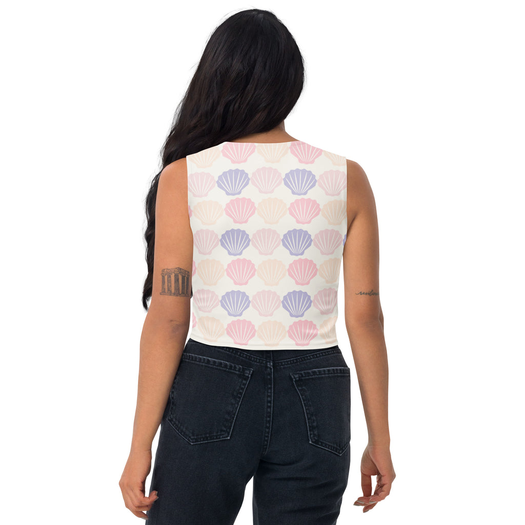 Women's Pastel Seashell Buttery Soft Crop Top- Quick-Drying UPF 50+ Stretch Top