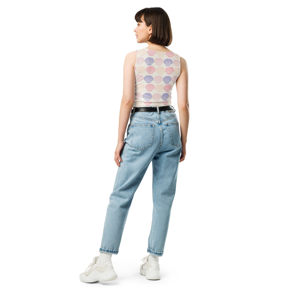 Women's Pastel Seashell Buttery Soft Crop Top- Quick-Drying UPF 50+ Stretch Top