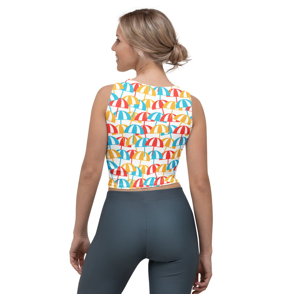 Women's Beach Umbrella Buttery Soft Crop Top- Quick-Drying UPF 50+ Stretch Top
