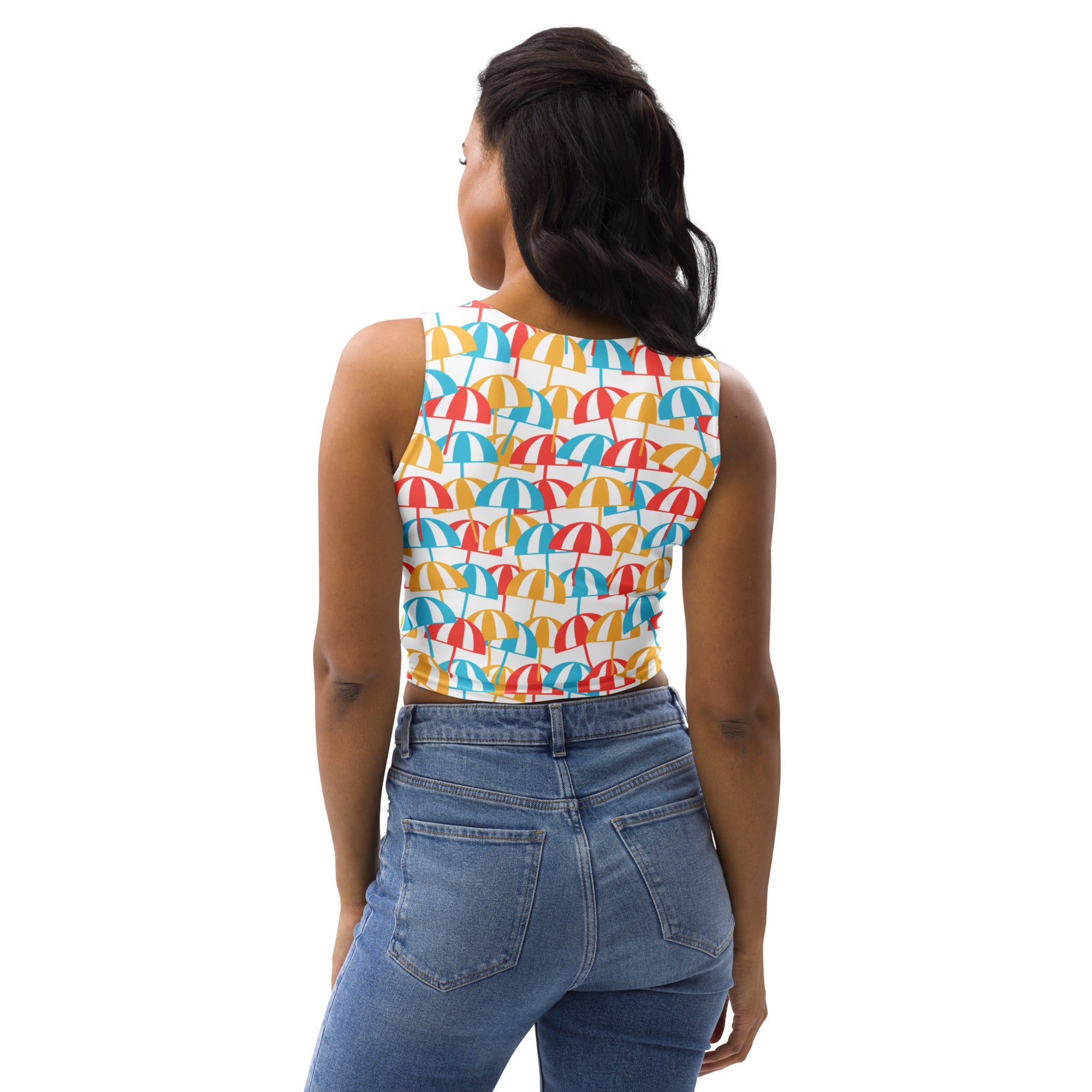 Women's Beach Umbrella Buttery Soft Crop Top- Quick-Drying UPF 50+ Stretch Top