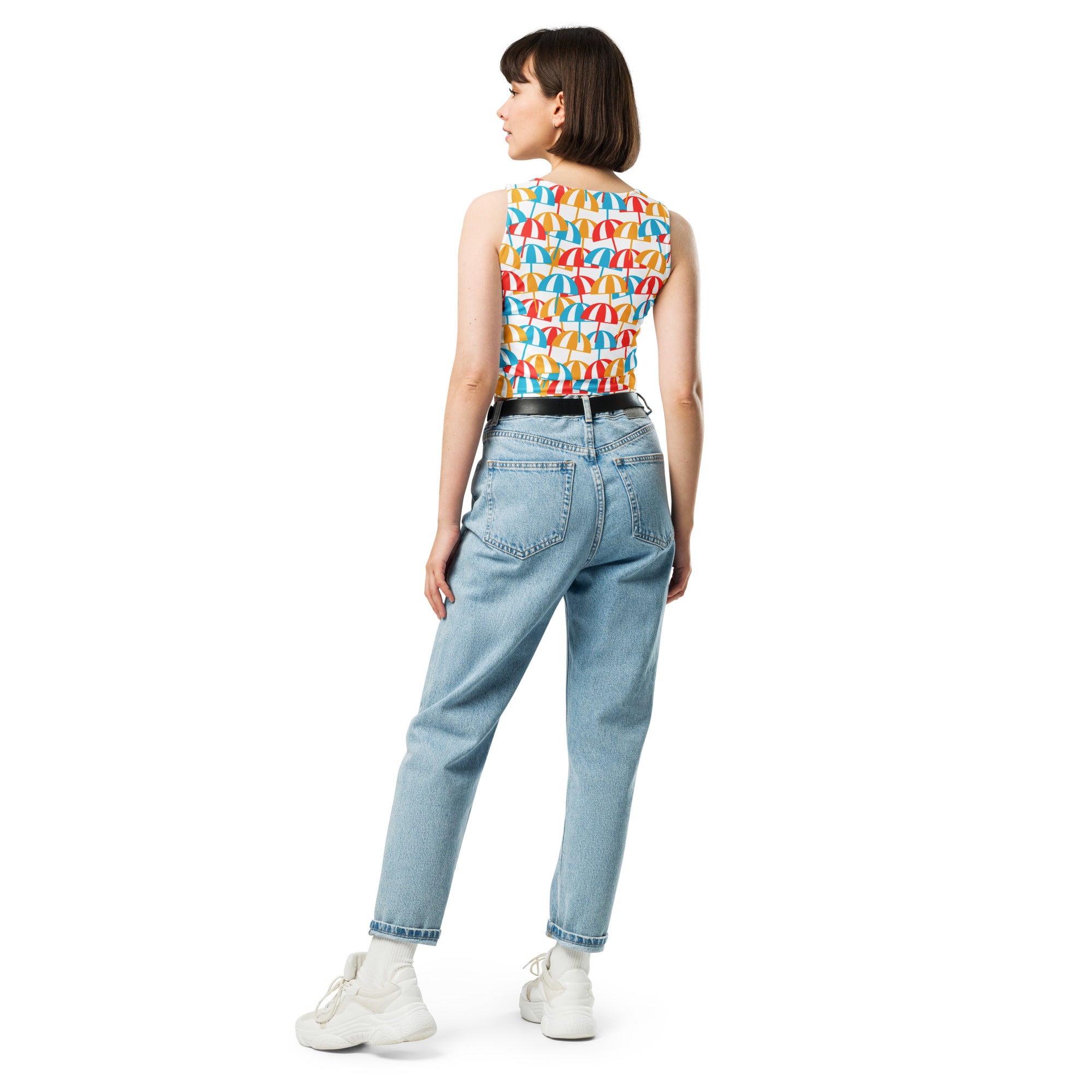 Women's Beach Umbrella Buttery Soft Crop Top- Quick-Drying UPF 50+ Stretch Top