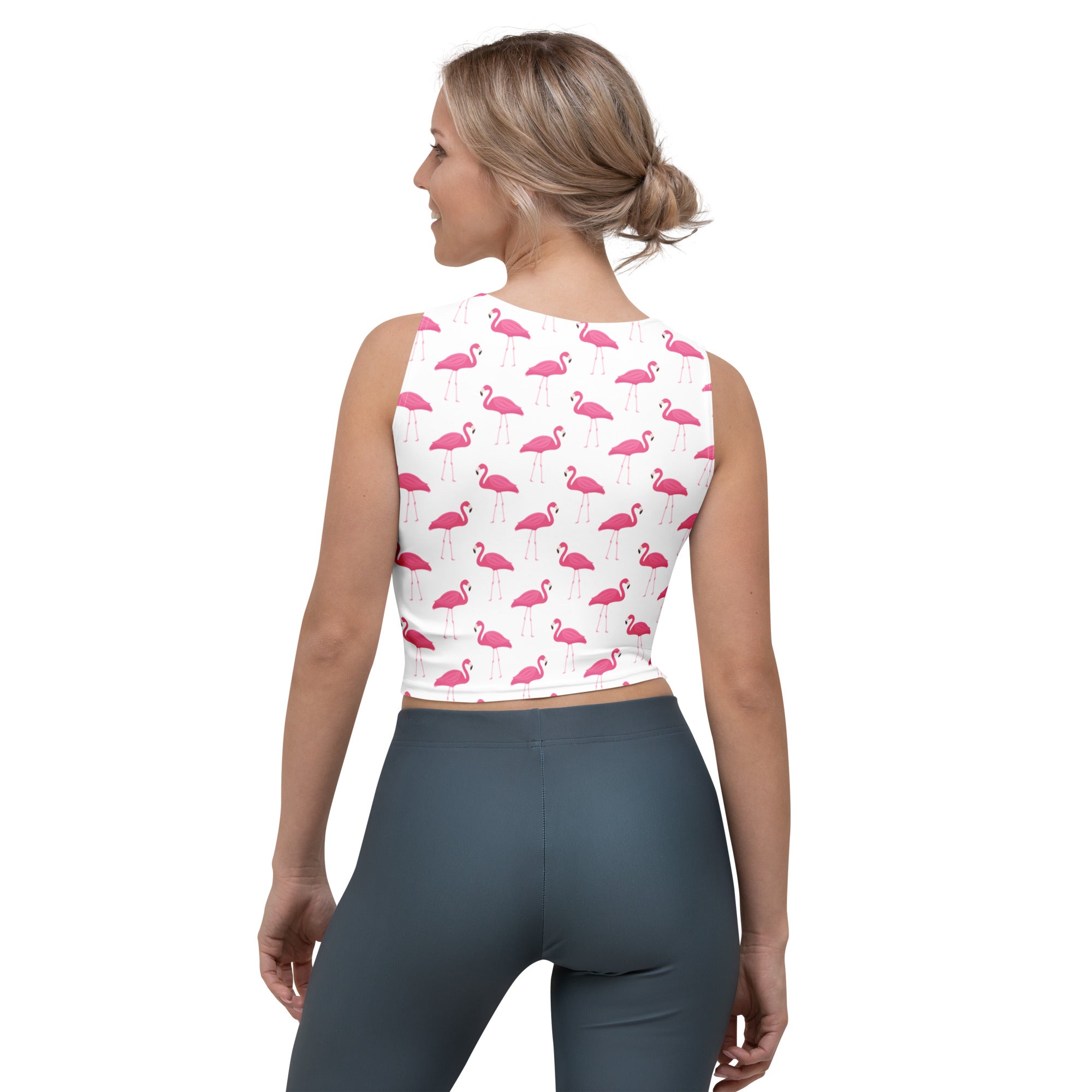 Women's Pink Flamingo Buttery Soft Crop Top- Quick-Drying UPF 50+ Stretch Top