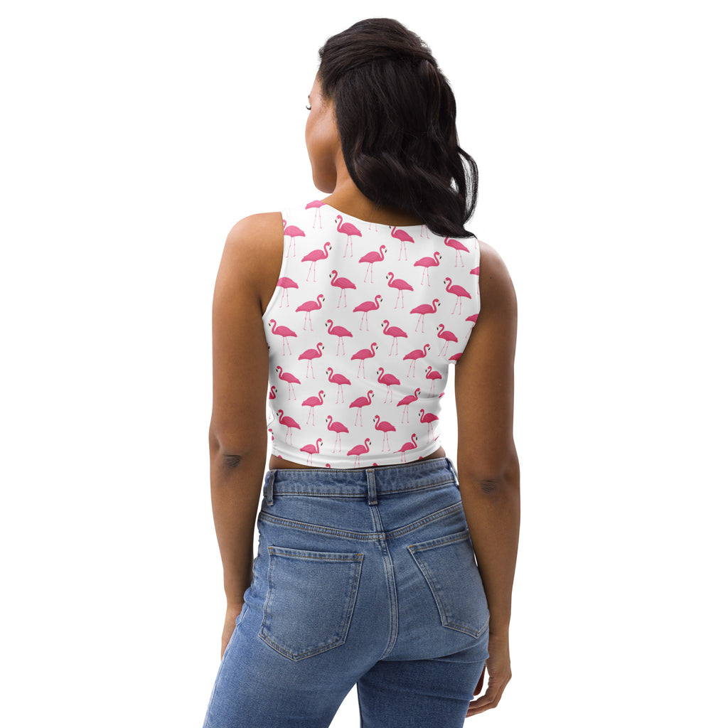 Women's Pink Flamingo Buttery Soft Crop Top- Quick-Drying UPF 50+ Stretch Top