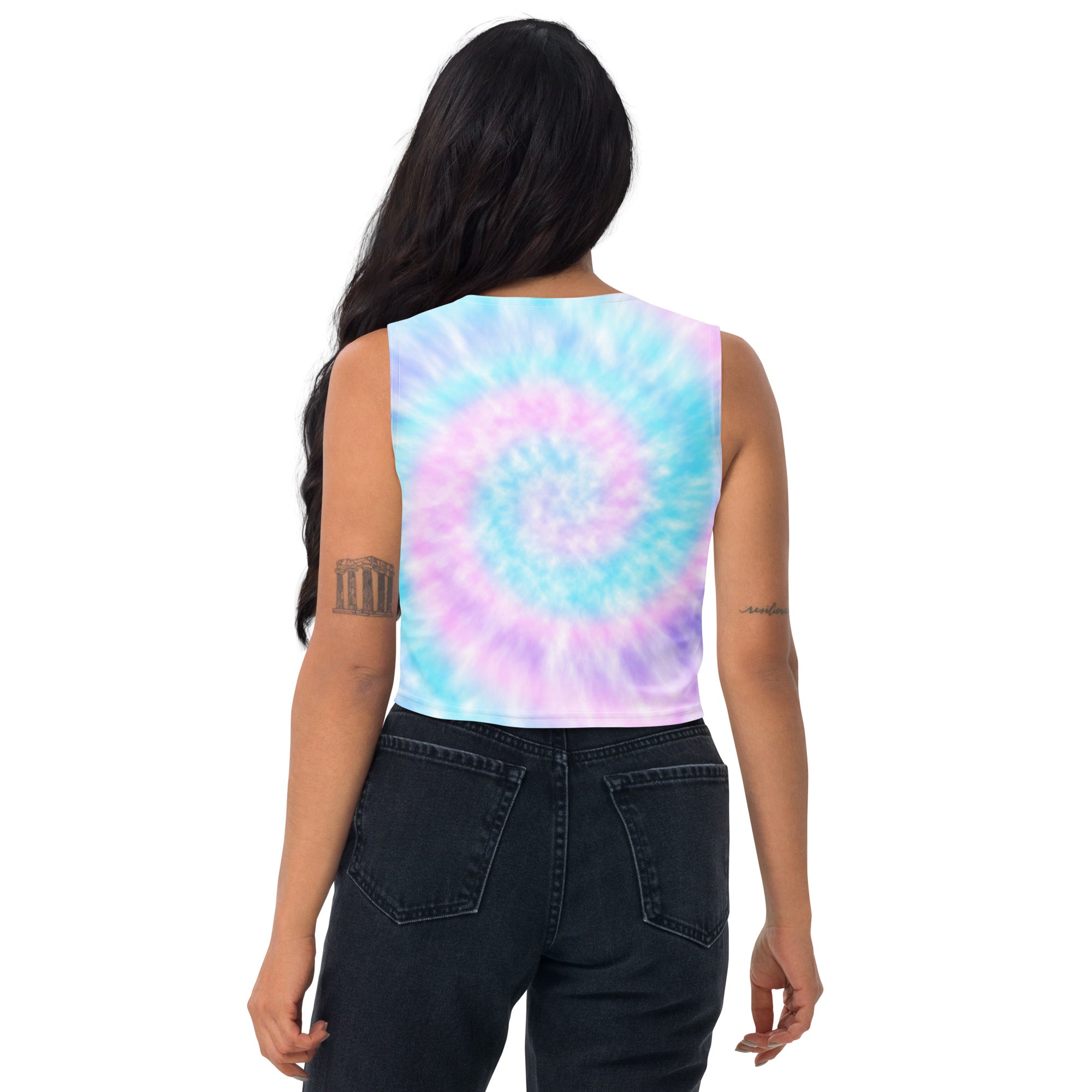 Women's Faux Tie Dye Buttery Soft Crop Top- Quick-Drying UPF 50+ Stretch Top