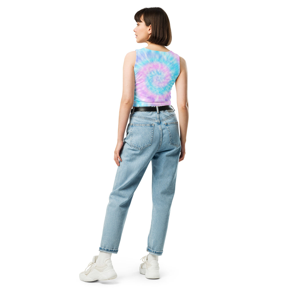 Women's Faux Tie Dye Buttery Soft Crop Top- Quick-Drying UPF 50+ Stretch Top