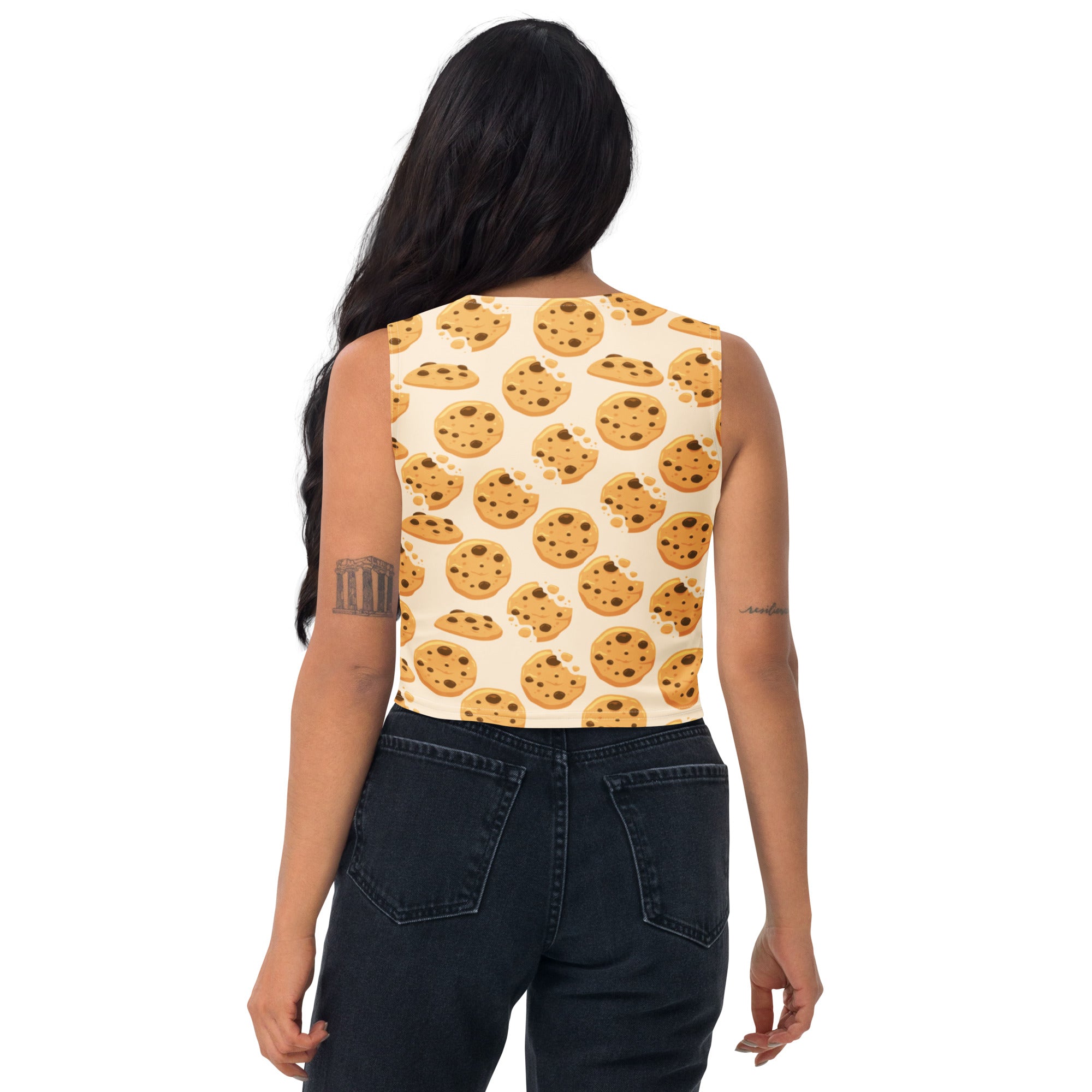 Women's Chocolate Chip Cookies Buttery Soft Crop Top- Quick-Drying UPF 50+ Stretch Top