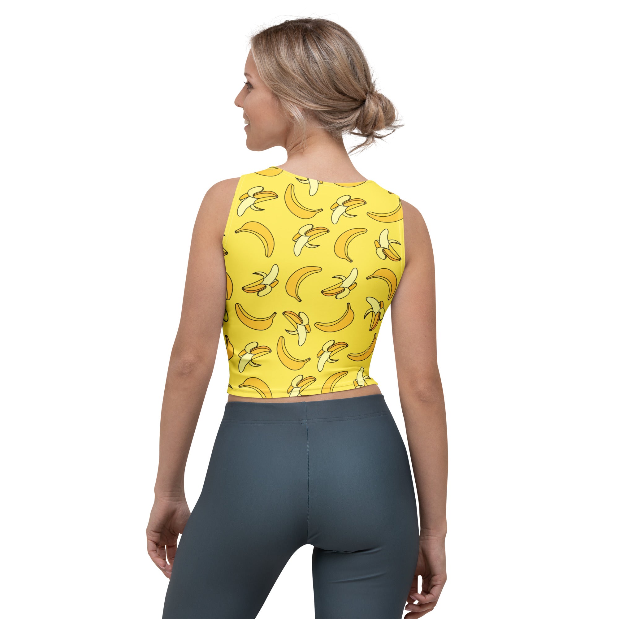Women's Yellow Banana Buttery Soft Crop Top- Quick-Drying UPF 50+ Stretch Top