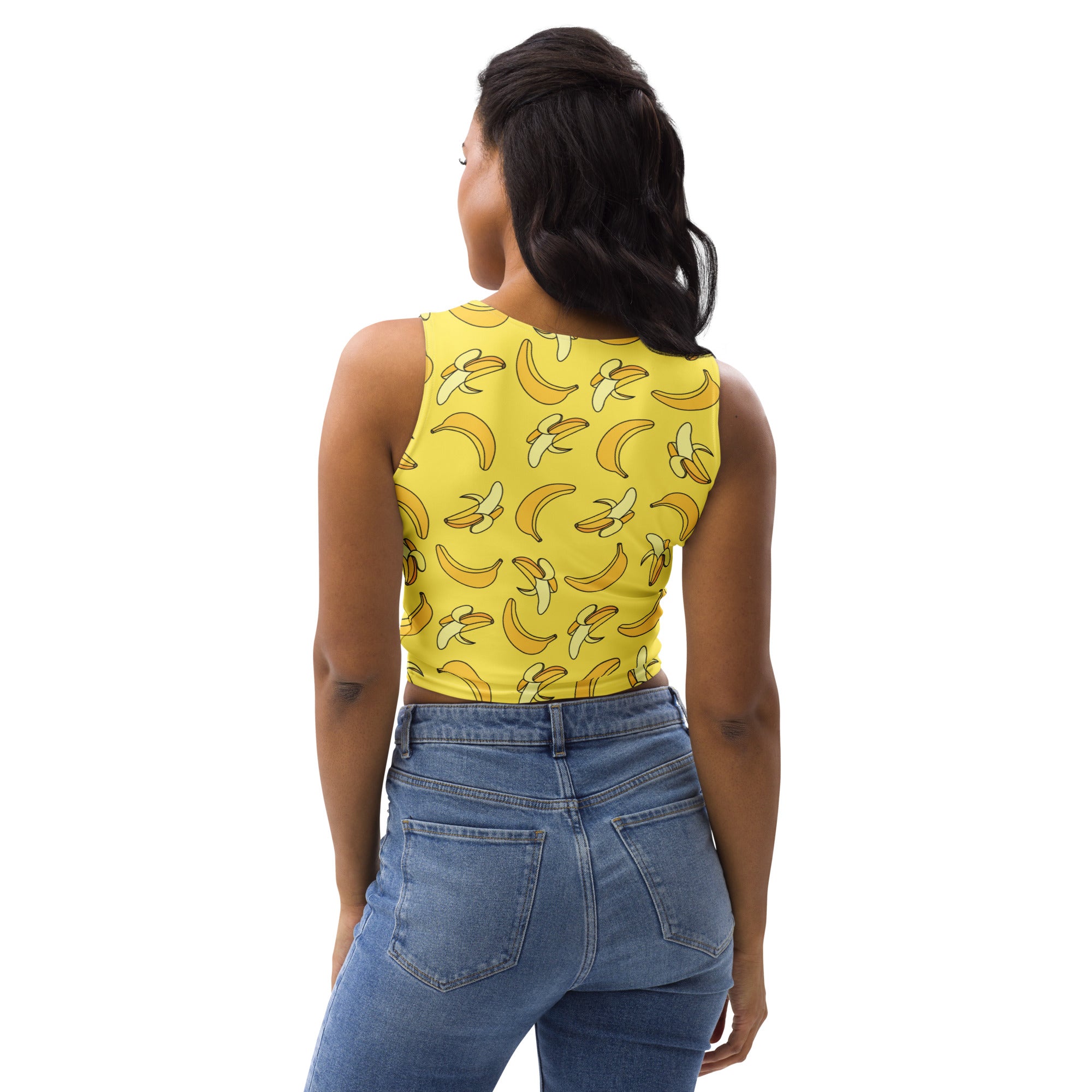Women's Yellow Banana Buttery Soft Crop Top- Quick-Drying UPF 50+ Stretch Top