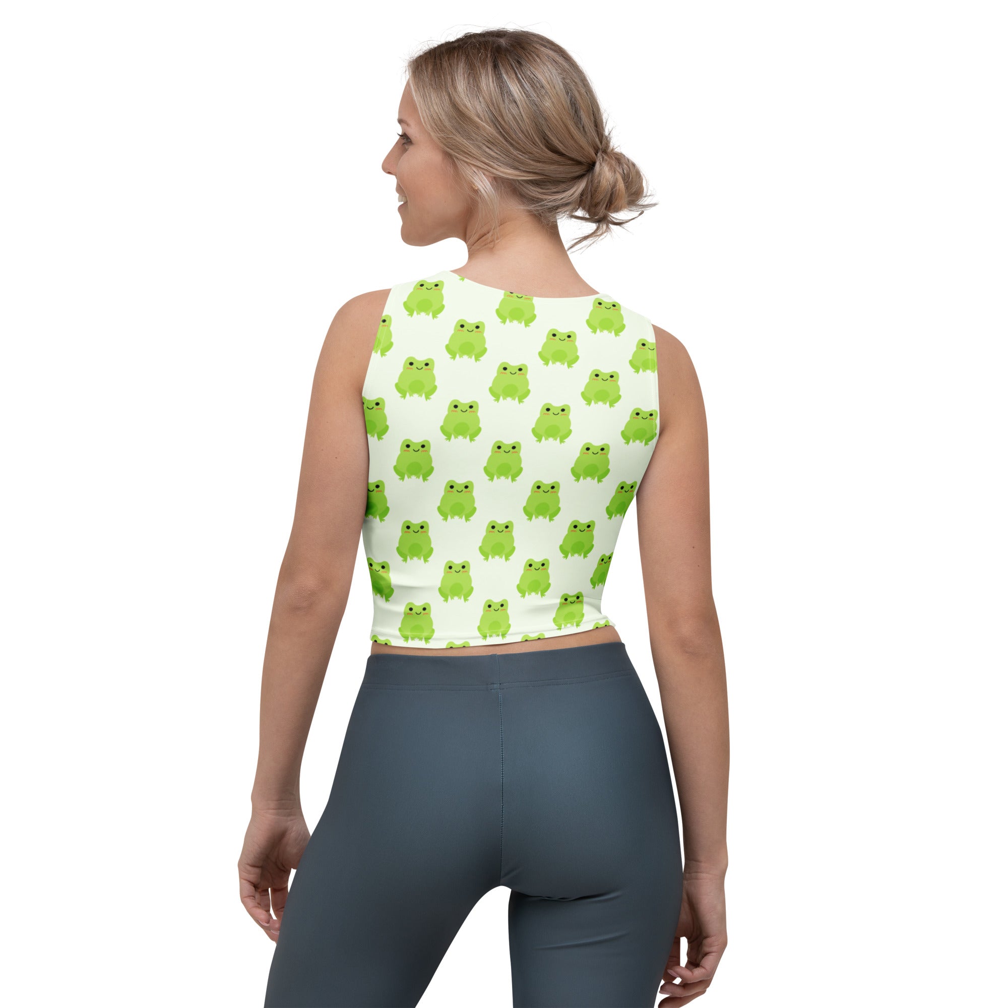 Women's Green Frog Buttery Soft Crop Top- Quick-Drying UPF 50+ Stretch Top