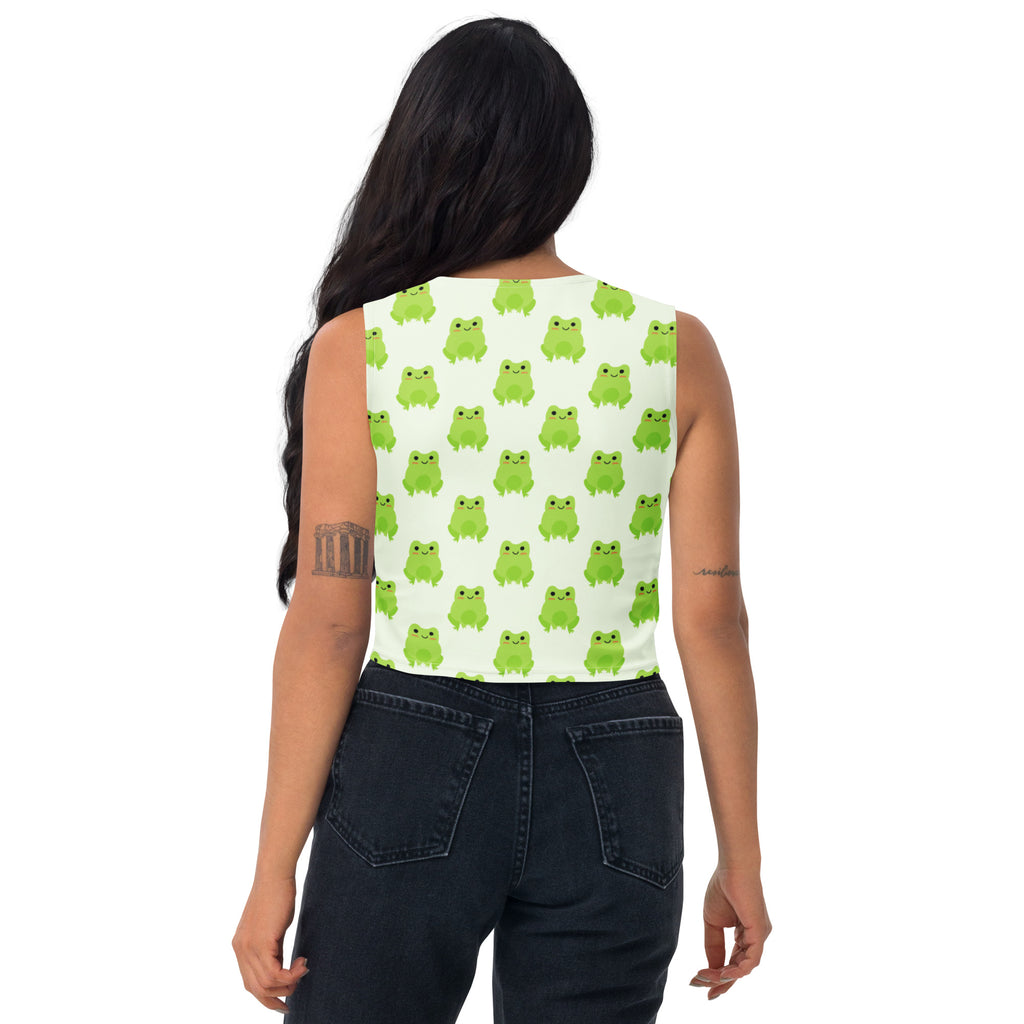 Women's Green Frog Buttery Soft Crop Top- Quick-Drying UPF 50+ Stretch Top