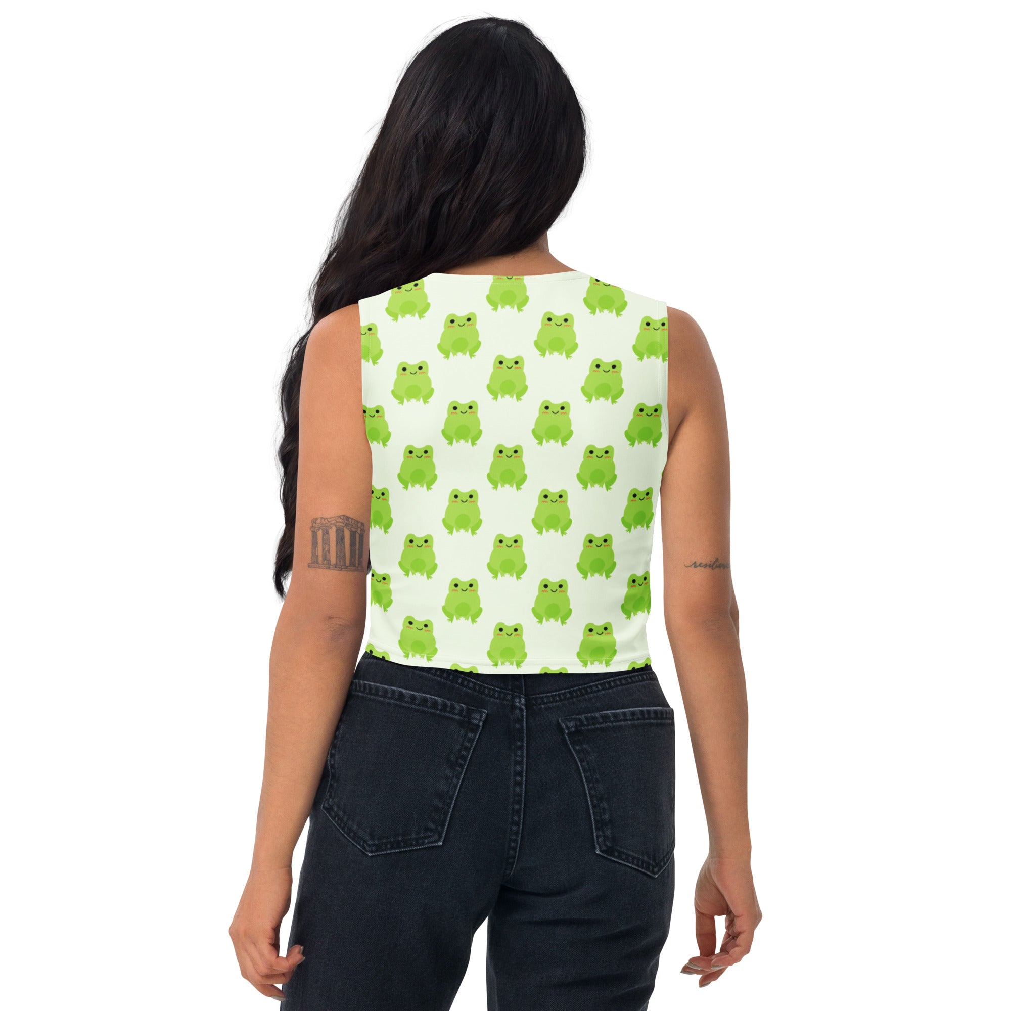 Women's Green Frog Buttery Soft Crop Top- Quick-Drying UPF 50+ Stretch Top