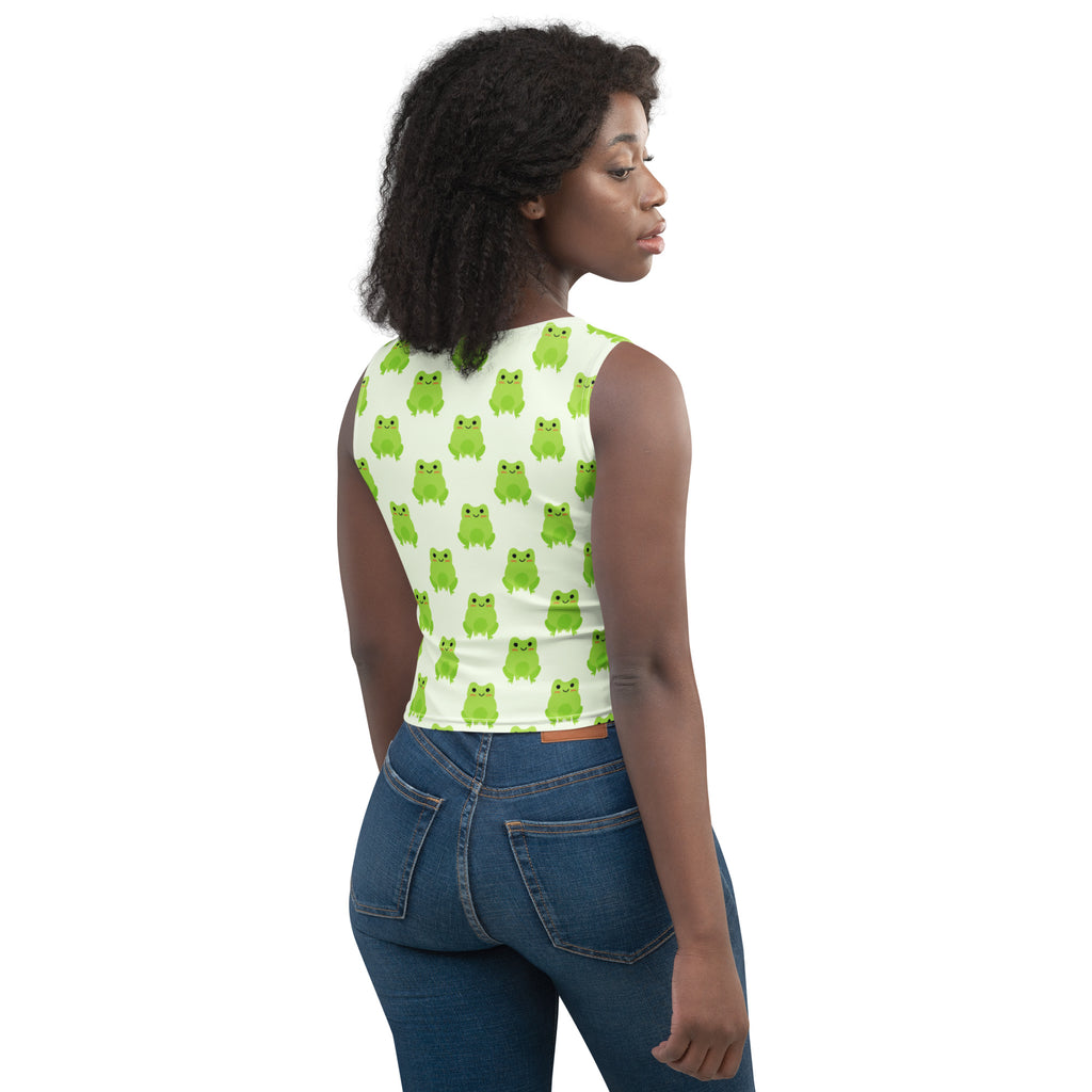 Women's Green Frog Buttery Soft Crop Top- Quick-Drying UPF 50+ Stretch Top