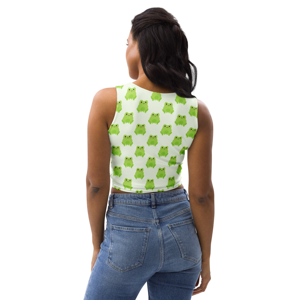 Women's Green Frog Buttery Soft Crop Top- Quick-Drying UPF 50+ Stretch Top
