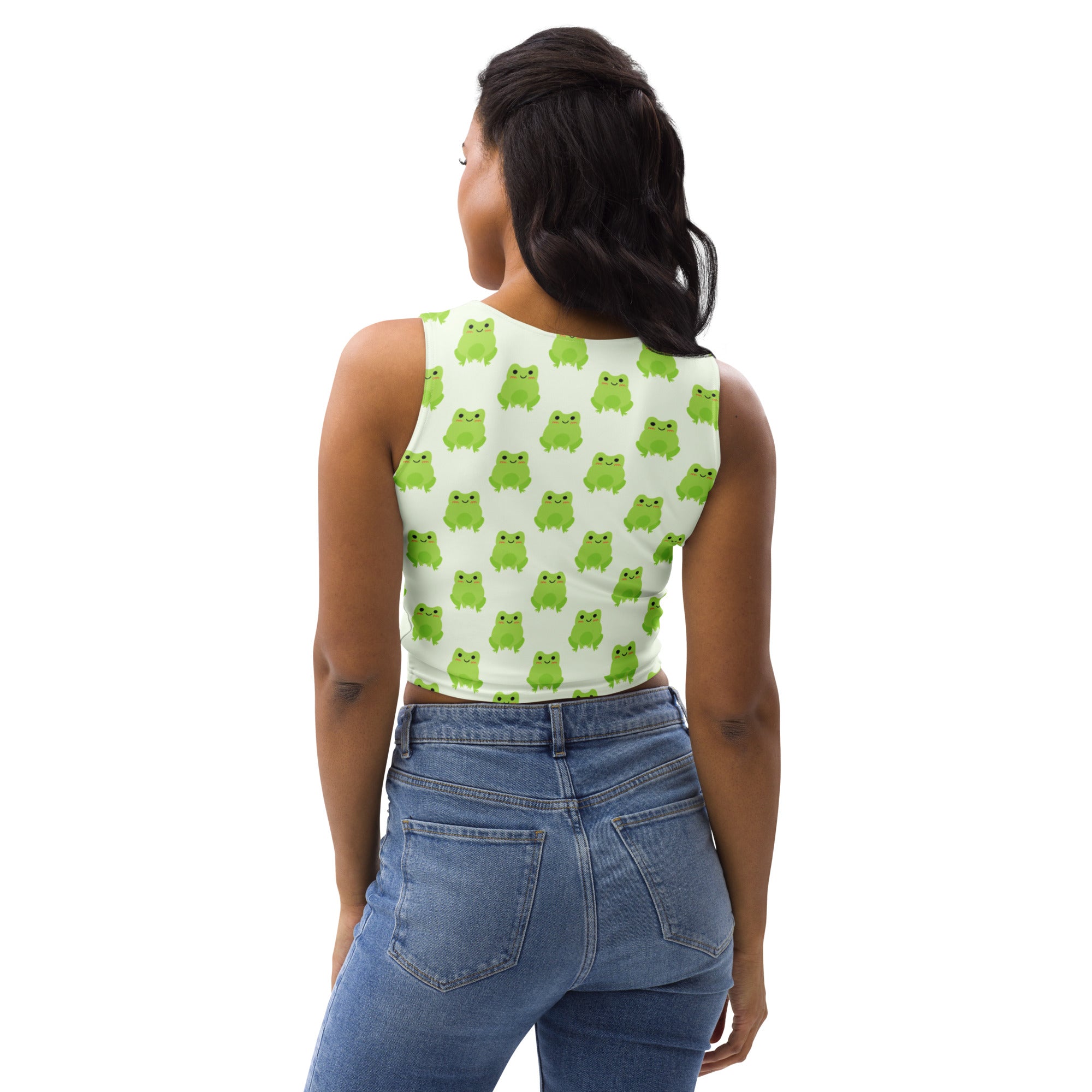 Women's Green Frog Buttery Soft Crop Top- Quick-Drying UPF 50+ Stretch Top