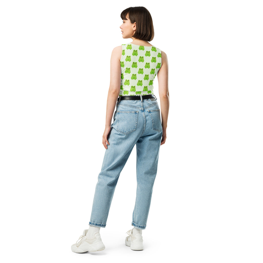 Women's Green Frog Buttery Soft Crop Top- Quick-Drying UPF 50+ Stretch Top