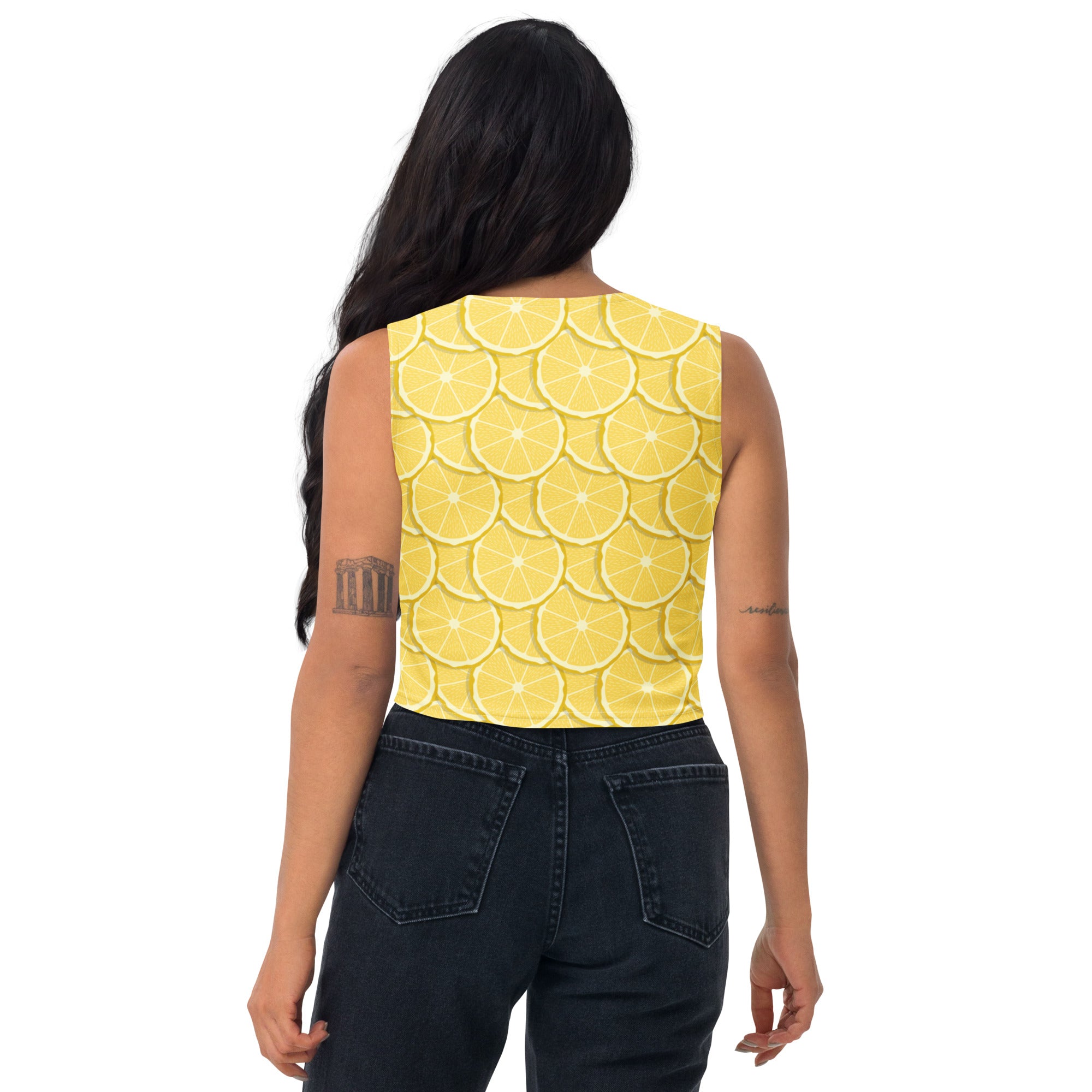 Women's Lemon Slice Buttery Soft Crop Top- Quick-Drying UPF 50+ Stretch Top