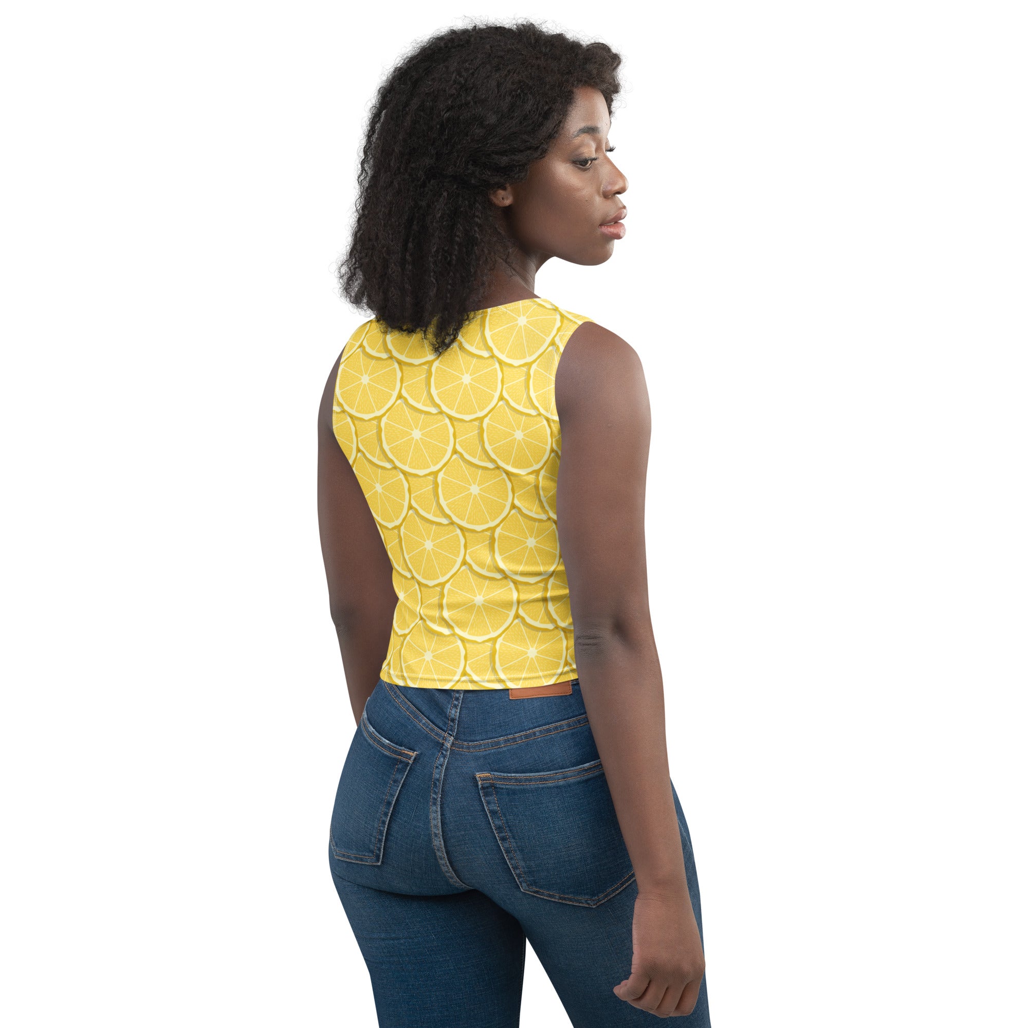 Women's Lemon Slice Buttery Soft Crop Top- Quick-Drying UPF 50+ Stretch Top