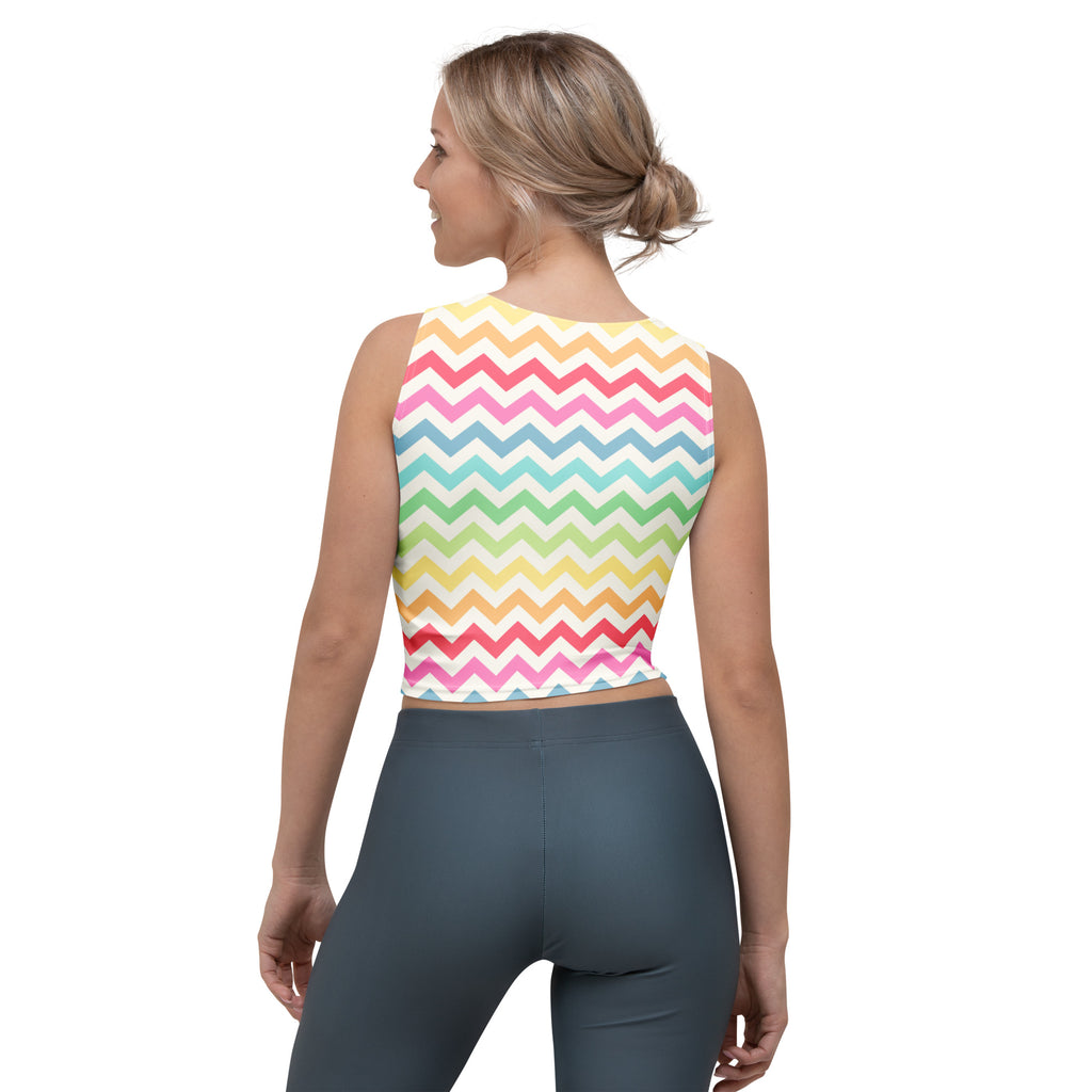 Women's Colorful Chevron Stripe Buttery Soft Crop Top- Quick-Drying UPF 50+ Stretch Top