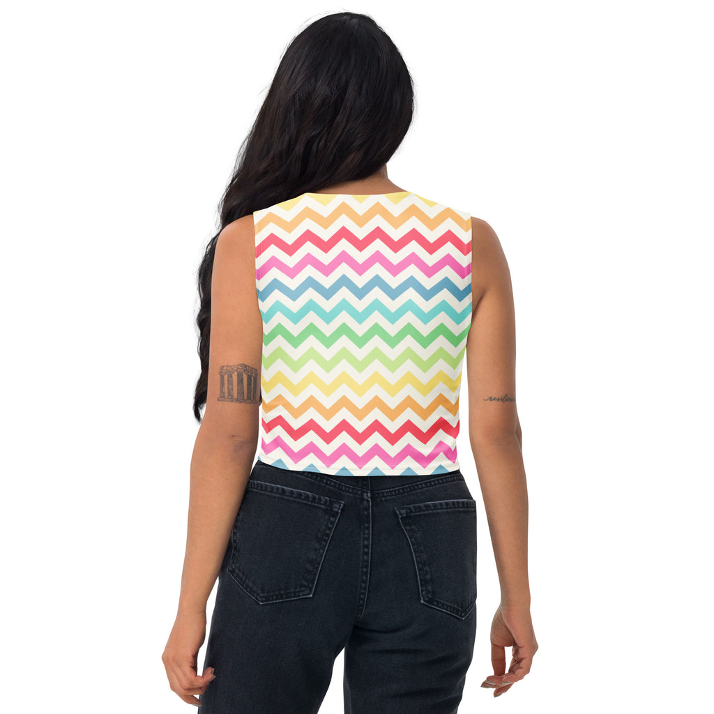 Women's Colorful Chevron Stripe Buttery Soft Crop Top- Quick-Drying UPF 50+ Stretch Top