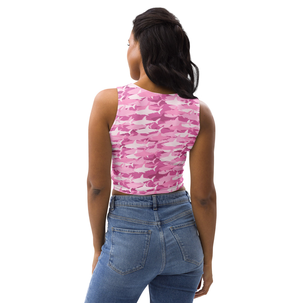 Women's Pink Shark Camouflage Buttery Soft Crop Top- Quick-Drying UPF 50+ Stretch Top