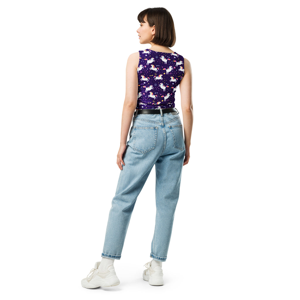 Women's Unicorn Galaxy Buttery Soft Crop Top- Quick-Drying UPF 50+ Stretch Top