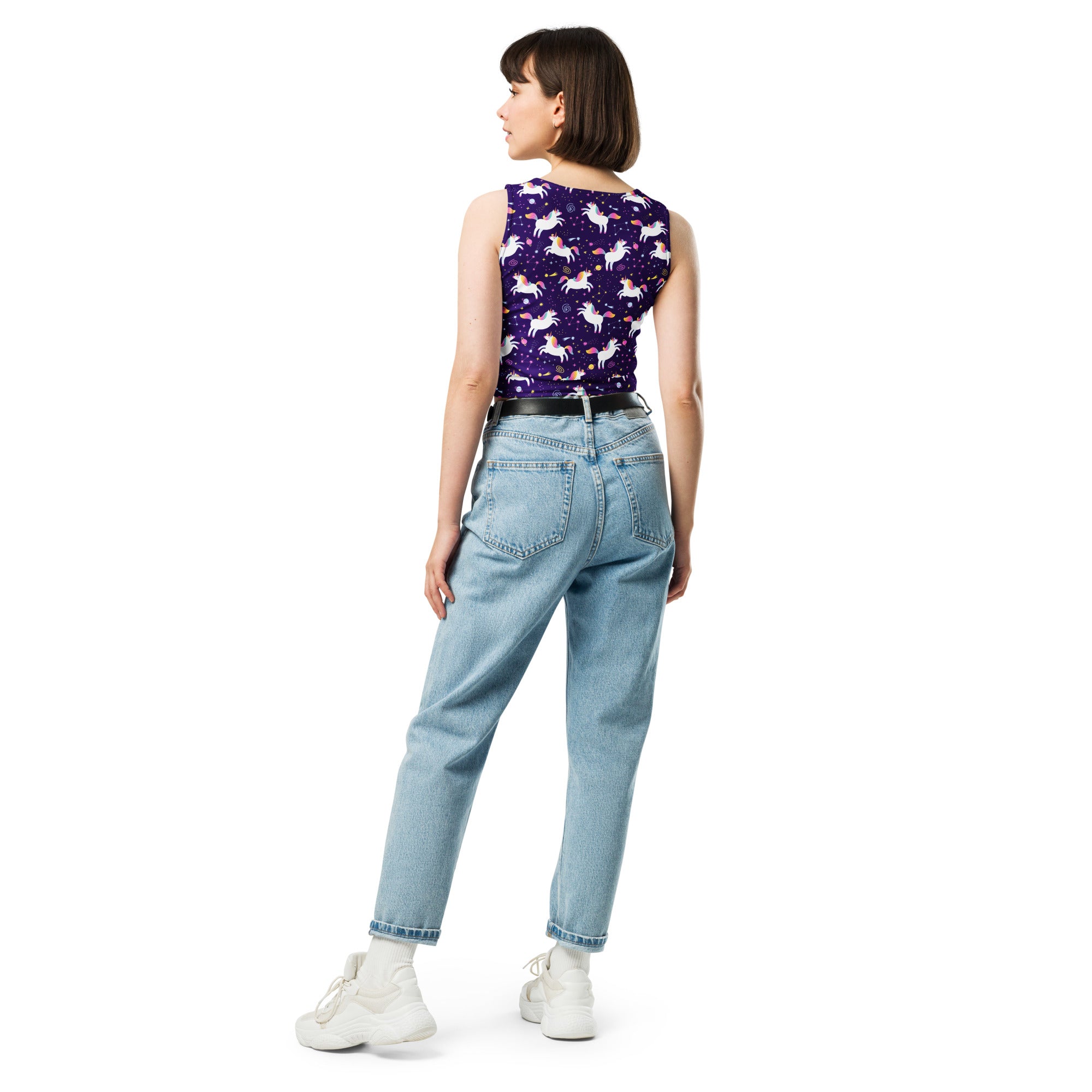 Women's Unicorn Galaxy Buttery Soft Crop Top- Quick-Drying UPF 50+ Stretch Top