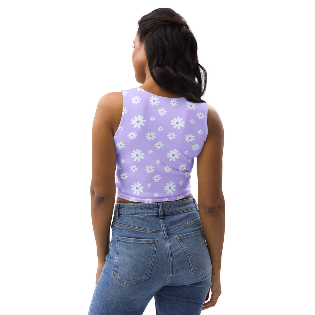 Women's Lavender Daisy Buttery Soft Crop Top- Quick-Drying UPF 50+ Stretch Top