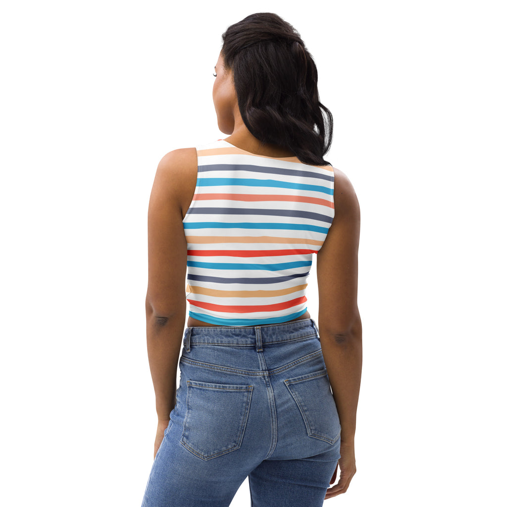 Women's Retro Beach Stripe Buttery Soft Crop Top- Quick-Drying UPF 50+ Stretch Top