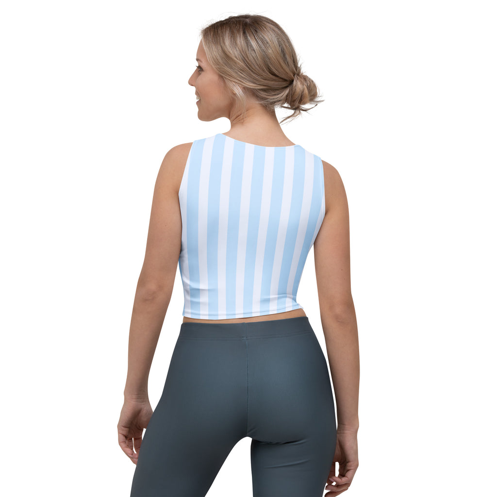 Women's Blue Stripe Buttery Soft Crop Top- Quick-Drying UPF 50+ Stretch Top