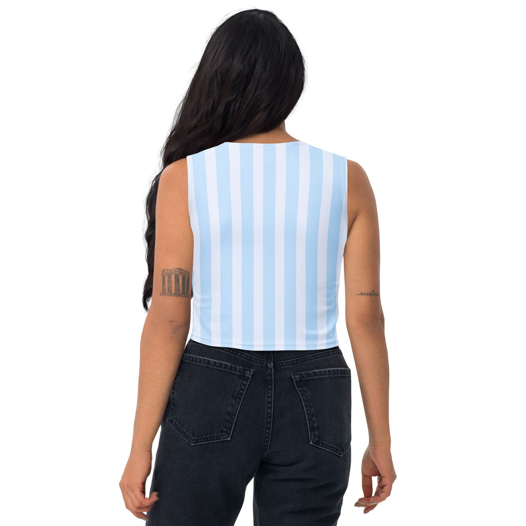 Women's Blue Stripe Buttery Soft Crop Top- Quick-Drying UPF 50+ Stretch Top