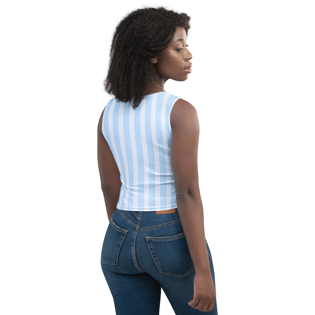 Women's Blue Stripe Buttery Soft Crop Top- Quick-Drying UPF 50+ Stretch Top