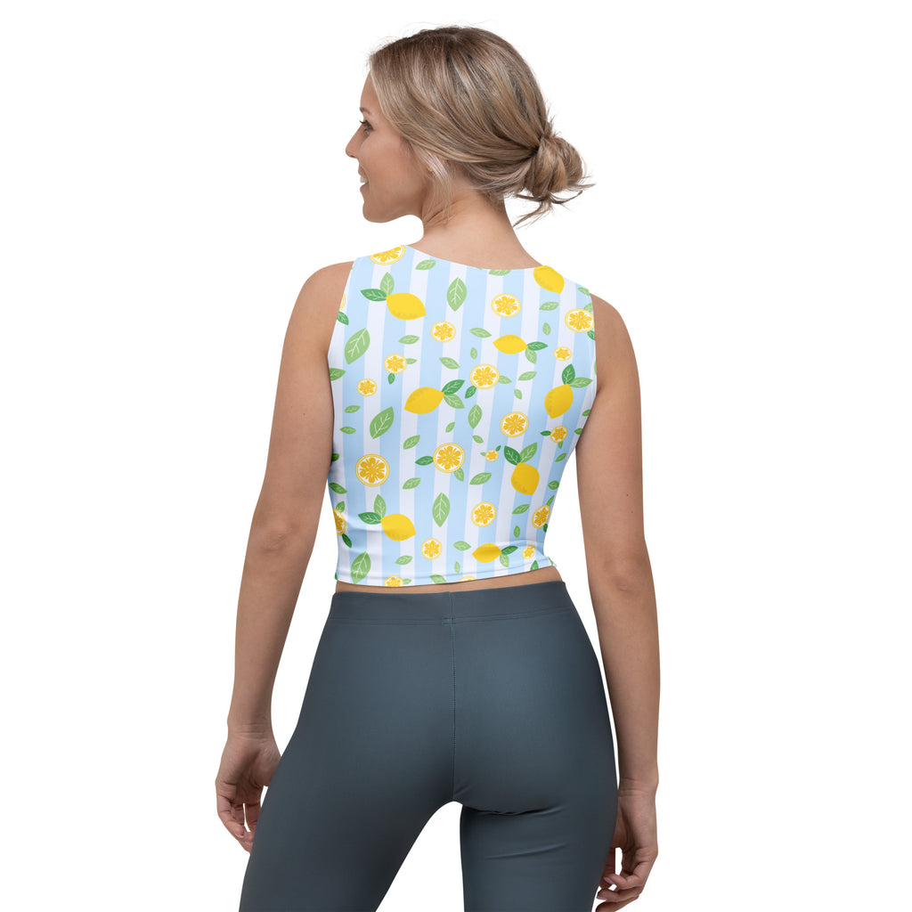 Women's Lemon Stripe Buttery Soft Crop Top- Quick-Drying UPF 50+ Stretch Top