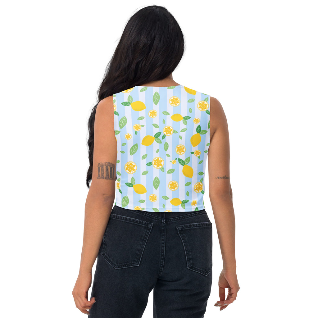 Women's Lemon Stripe Buttery Soft Crop Top- Quick-Drying UPF 50+ Stretch Top