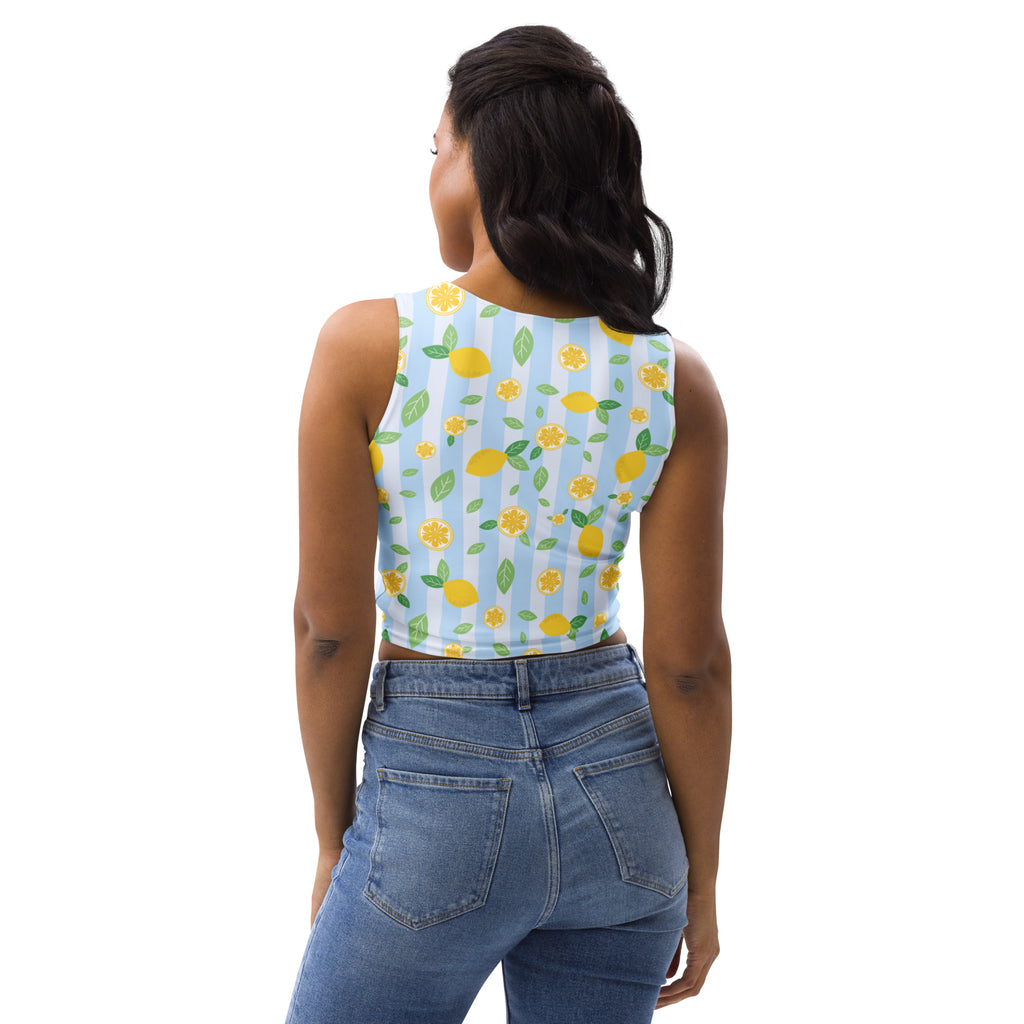 Women's Lemon Stripe Buttery Soft Crop Top- Quick-Drying UPF 50+ Stretch Top