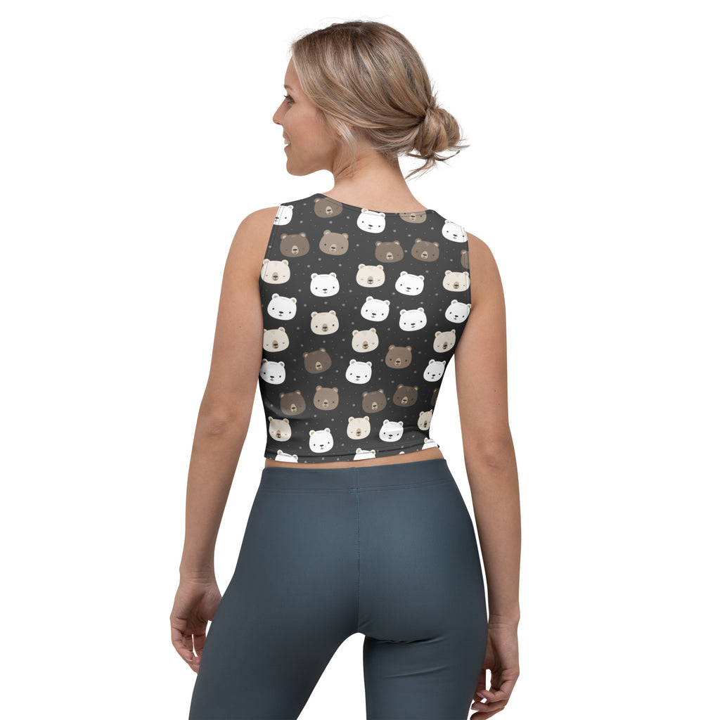 Women's Bear Face Buttery Soft Crop Top- Quick-Drying UPF 50+ Stretch Top